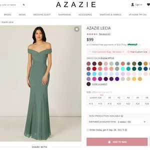 AZAZIE LECIA Bridesmaid Dress - Eucalyptus - Size  8